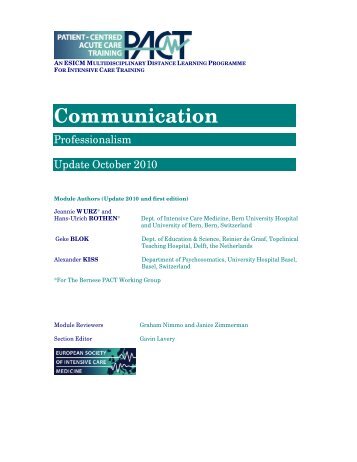 Communication - PACT - ESICM