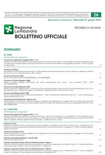 BURL n. 26 Serie Avvisi e Concorsi del 27 giugno 2012 (2.1 MB) PDF