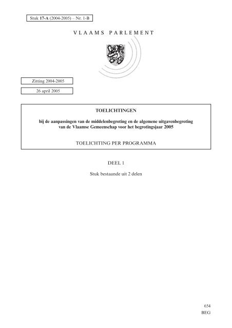 Toelichting per programma bij de aanpassing van de FIN