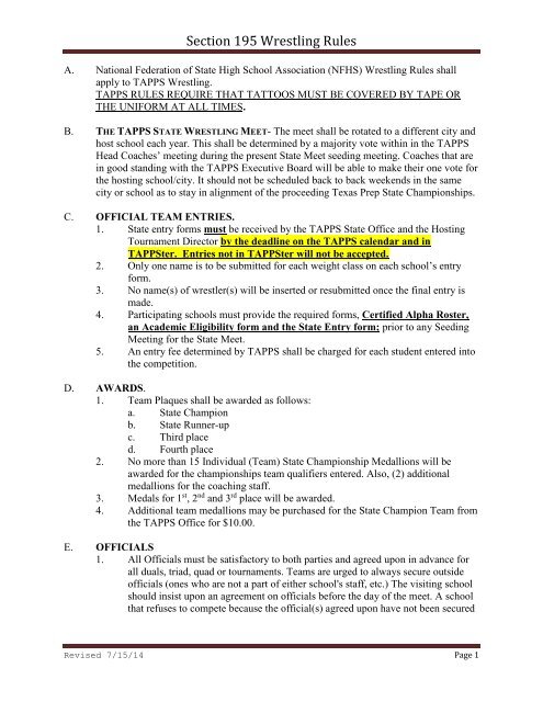 Section 195 Wrestling Rules - tapps