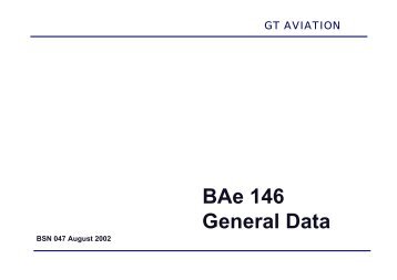BAe 146 General Data - GT Aviation UK