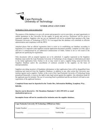 vendor application form