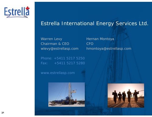 Operations - Estrella International Energy Services Ltd.