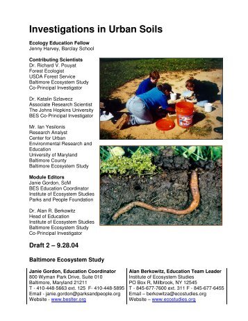 Investigations in Urban Soils - Baltimore Ecosystem Study