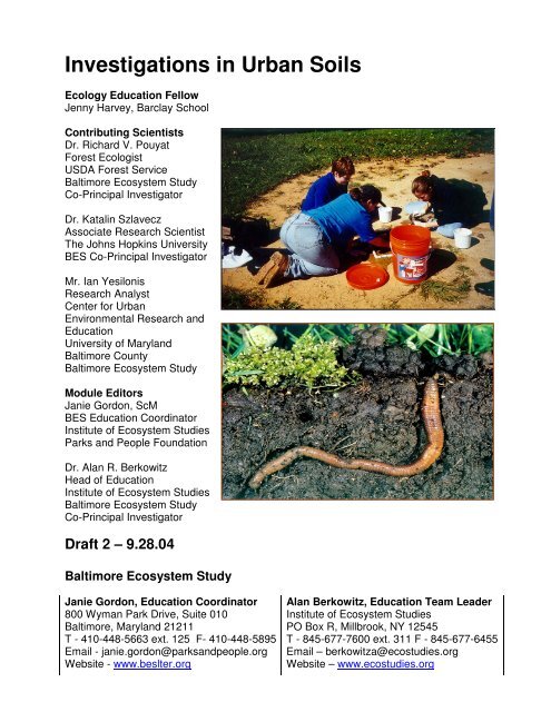 Investigations in Urban Soils - Baltimore Ecosystem Study