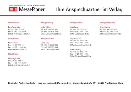 Der m+a MessePlaner ist das umfassendste Nachschlagewerk ...