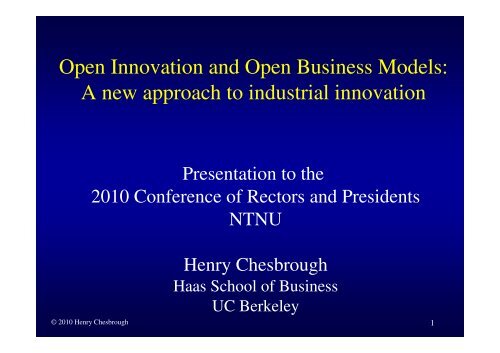 Open Innovation and Open Business Models - Conference of ...