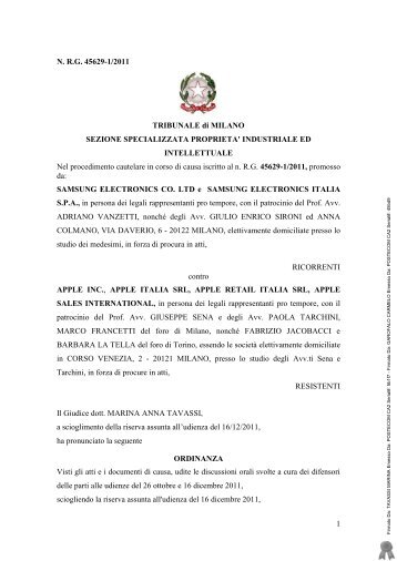 TRIBUNALE di MILANO - Daniele Lepido I bastioni di Orione