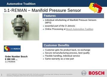 1:1-REMAN â Manifold Pressure Sensor - Bosch Automotive Tradition