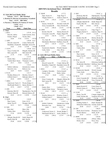 Finals Meet results - the Florida Swimming Pool Association