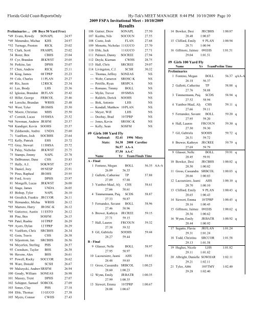 Finals Meet results - the Florida Swimming Pool Association