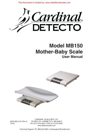 Model MB150 Mother-Baby Scale User Manual - Scale Manuals