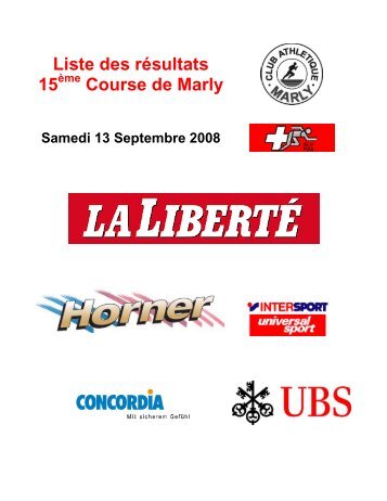 Résultats 15ème Course de Marly, le 13 septembre 2008