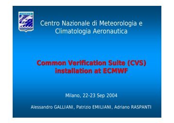 Common Verification Package at ECMWF - COSMO model