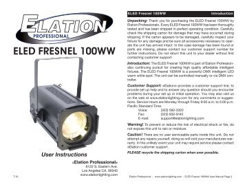 ELED FRESNEL 100WW User Manual (pdf) - Elation Professional