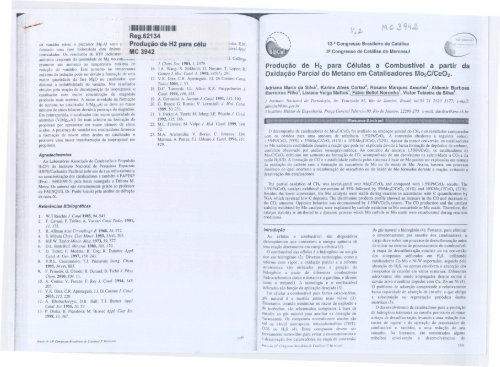 Produção de H2 para células a combústível a partir da oxidação ...