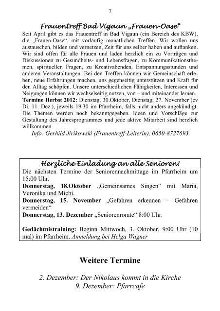 Pfarrblatt HERBST 2012 - Texte - Pfarre Bad Vigaun