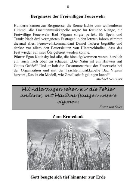 Pfarrblatt HERBST 2012 - Texte - Pfarre Bad Vigaun