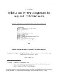Syllabus and Writing Assignments for Required Freshman Course