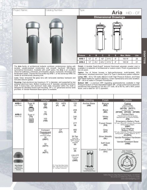 Bollard - Visionaire Lighting, LLC