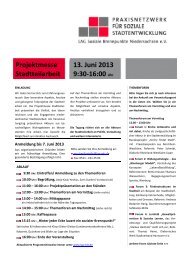 Projektmesse Stadtteilarbeit 13. Juni 2013 9:30-16:00 Uhr