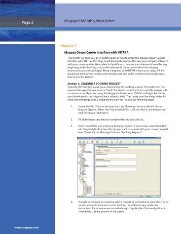 Magaya Ocean Carrier Interface with INTTRA