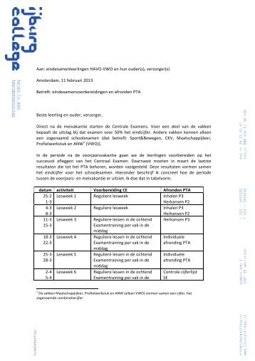 Nieuwsbrief eindexamenvoorbereidingen en ... - IJburg College