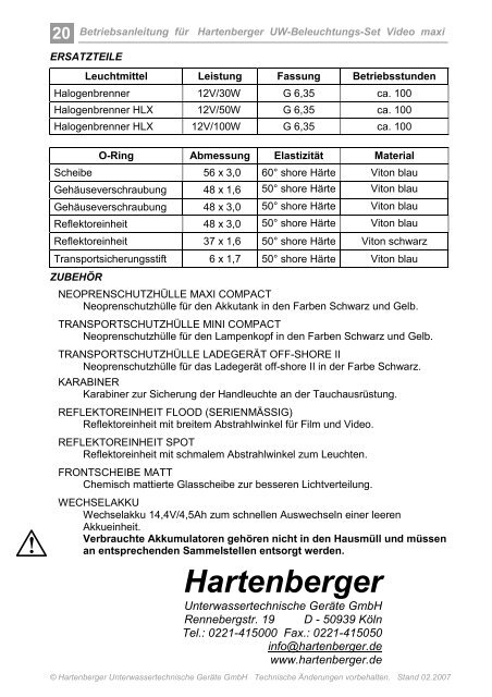 Betriebsanleitung Video maxi - Hartenberger