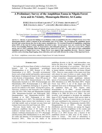 A Preliminary Survey of the Amphibian Fauna in Nilgala Forest Area ...