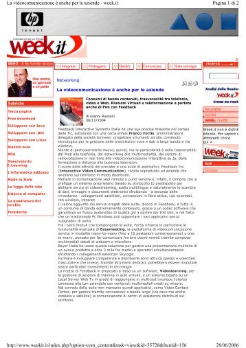 Leggi l'articolo correlato - Feedback Italia