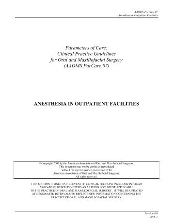 Parameters Of Care - American Association of Oral and Maxillofacial ...