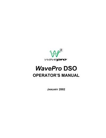 WavePro Oscilloscope Operator's Manual - Teledyne LeCroy