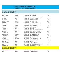 liste generale saison 2013-2014 algemene lijst seizoen 2013-2014