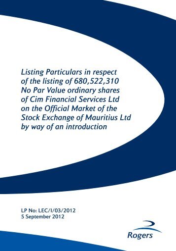 to download Listing Particulars - The Stock Exchange of Mauritius