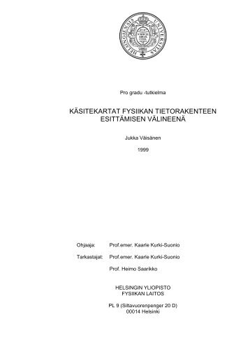 käsitekartat fysiikan tietorakenteen esittämisen välineenä - Helsinki.fi