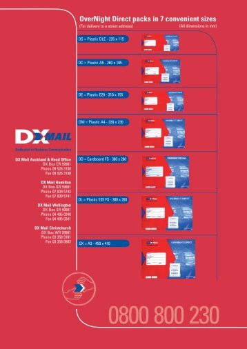 OverNight Direct packs in 7 convenient sizes - DX Mail