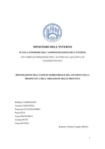 1 Il sistema delle prefetture sul territorio - Ssai - Ministero Dell'Interno