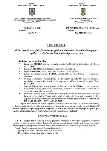 Protocol situatii de urgenta 2013 â Proiect