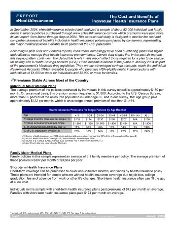 The Cost and Benefits of Individual Health Insurance Plans