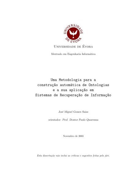 Uma Metodologia para a construÃ§Ã£o automÃ¡tica de Ontologias e a ...