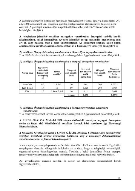 LINDE GÃZ MagyarorszÃ¡g Zrt. BIZTONSÃGI ELEMZÃS - Miskolc