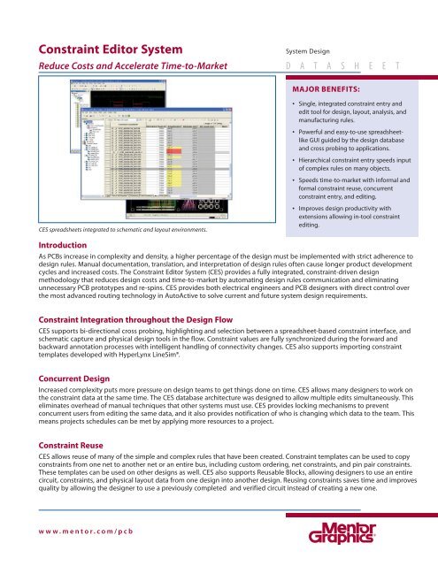 Mentor Graphics PCB Constraint Editor System - Europractice