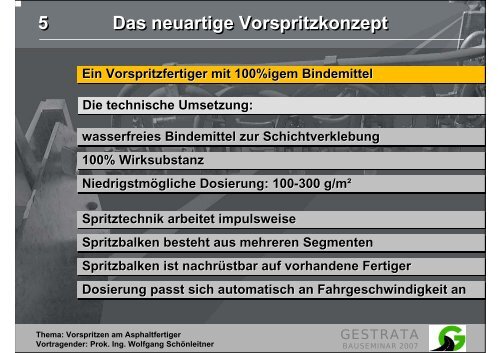 Vorspritzen am Asphaltfertiger - Gestrata