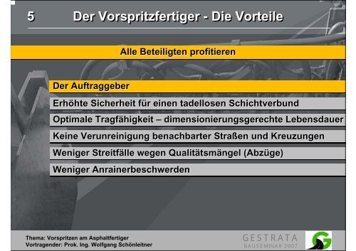 Vorspritzen am Asphaltfertiger - Gestrata