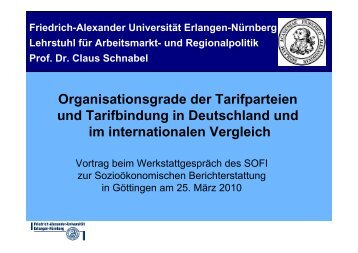 Organisationsgrade der Tarifparteien und Tarifbindung in ... - soeb.de