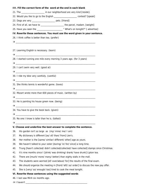 English Unite - Correct Form Of The Verb Worksheet