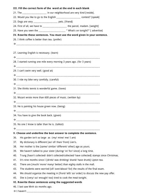 English Unite - Correct Form Of The Verb Worksheet