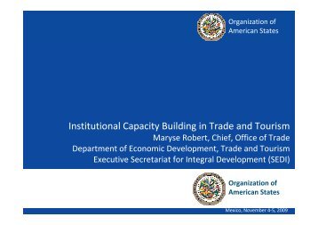 Institutional Capacity Building in Trade and Tourism