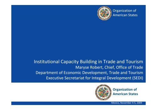 Institutional Capacity Building in Trade and Tourism