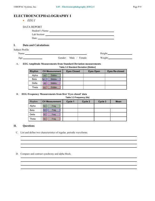 Lesson 3 Data Report - Biopac